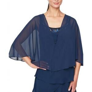 NEW SLNY multi wear chiffon shawl in navy